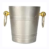 BAFAFA AWJ Doppelwandige Eiskübel aus Metall mit 2 runden Griffen – Eiskübel aus Edelstahl – einfacher Transport for Eiswürfel, Bier- und Champagnerflaschen, Bar-Eiskübel, 3 l, 5 l, Silber Kühler