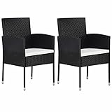 Tidyard Gartenstühle 2 STK.2 Polyrattan-Stühle Gartenmöbel Lounge Set Sitzgruppe Garnitur Poly Rattan inkl. Sofa Sessel Kissen Schwarz PE-Rattan und Stahlrahmen