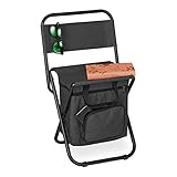 Relaxdays Campinghocker mit Tasche, faltbar, mit Lehne, Camping, Garten, tragbarer Klapphocker, HBT 60x35x35 cm, schwarz