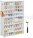 Wooruy Schuhregal, verstellbare Ablage, Schuhschrank mit Tür,transparent, für Wohnzimmer, Eingangsbereich, Schlafzimmer, Schuh-Organizer, stapelbar, DIY Schuhablage(Weiß,85 * 32 * 141cm