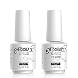 Vishine 15ml Base Coat No Wipe Top Coat Set, Gellack UV LED Gel Nagellck, Unterlack und Überlack Nägel Maniküre Kit 2pcs