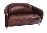Aberford USA Vintage Clubsessel Leder Aluminium Echtleder Sessel Vintage Cigar (Montaigne Brown, 2-Sitzer)
