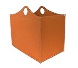 WOODBAG Small Special: Kaminholzkorb aus Leder Farbe Braun, Holzkorb, Feuerholzkorb, Brennholzkorb, Exclusivdesign aus Italien.