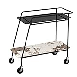 Barwagen for zu Hause, 2-stöckige Bar- und Servierwagen for zu Hause, Küchenwagen auf Rädern, Weinwagen mit Stauraum for das Esszimmer, Minibars for zu Hause (Color : Black, Size : 62 * 33 * 65cm)