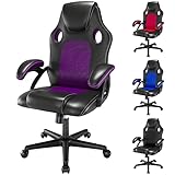 play haha. Gaming Stuhl Bürostuhl Drehstuhl Computerstuhl Arbeitsstuhl Schreibtischstuhl Ergonomischer Stuhl Rennstuhl Lederstuhl PC Gaming Stuhl (Lila)