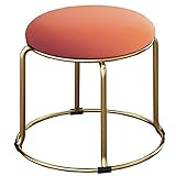 EnixWh Gepolsterter Fußhocker, moderner Design-Samt-niedriger Hocker, verwendet für Schminktisch, Couchtisch, Wohnzimmer, Schlafzimmer, Schuhhocker, 29 x 29 x 33 cm (Farbe: Hellorange)