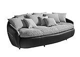 Mivano Megasofa Aruba / Großes Big Sofa mit Kissen / 238 x 80 x 140 / Materialmix Schwarz-Grau
