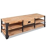 Hommdiy Massivholz TV Schrank, Konsolentisch, TV-Lowboard Fernsehtisch TV-Schrank Akazienholz 140x40x45 cm