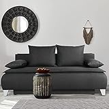 payé Boxspring Sofa mit Schlaffunktion - Boxspringsofa - Graphit - ca. 206 x 110 x 113 cm - Sofa Couch - 2 Sitzer ausziehbar inkl. Zierkissen