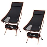 WOLTU 2er Set Klappstühle Campingstuhl Anglersessel faltbar Camping Stuhl, Outdoorstuhl bis 140KG, Faltstuhl Ultraleichter Kleiner Schwarz+Orange CPS8133or-2