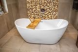 ECOLAM exklusive freistehende Badewanne Standbadewanne moderne Wanne freistehend Clara 170x80 cm + Bambus Ablage + Ablaufgarnitur Click Clack Design Acryl glamour weiß