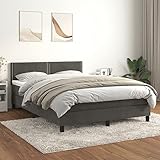 ZEYUAN Boxspringbett mit Matratze, Bettrahmen, Bettgestell, Betten, Bed Frame, Jugendbett, Schlafzimmer Bett, Betten Für Teenager, Dunkelgrau 140x200 cm Samt