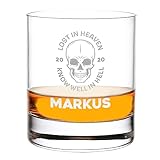Whisky Tumbler Glas 315 ml mit personalisierter Gravur - Trinkglas für Bourbon, Rum und Scotch - Geschenk-Idee für Papa und Opa - spülmaschinenfestes Whiskyglas - mit Namen graviert