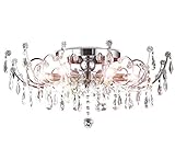 Stras Kristall Deckenlampe, Deckenleuchte Lüster Kronleuchter, Wohnzimmer Kristallleuchte Wohnzimmer Lampe klassisch, XL 60cm 6xE14 Fassungen