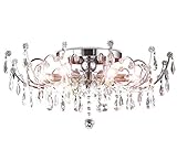 Stras Kristall Deckenlampe, Deckenleuchte Lüster Kronleuchter, Wohnzimmer Kristallleuchte Wohnzimmer Lampe klassisch, XL 60cm 6xE14 Fassungen