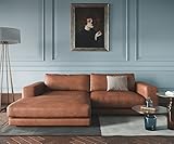 DELIFE Eckcouch Cubico Echtleder Braun 250x190 cm Recamiere Links Ecksofa
