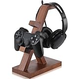 Wesiti Holz Controller Halter Universal Kopfhörer Controller Ständer 2 Ebenen Gaming Headset Ständer Gaming Schreibtisch Zubehör für Video Computer Game Controller Organisation