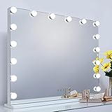 iCREAT Hollywood Spiegel Schminkspiegel mit Beleuchtung für Schminktisch Makeup Spiegel mit Licht 16 Dimmbare LED Lampen 3 Farbtemperatur USB Tischspiegel Kosmetikspiegel Vanity Mirror 70X55 cm Weiß