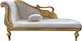 Casa Padrino Barock Chaiselongue Weiß Lederoptik/Gold - Golden Wings - Antik Stil Möbel