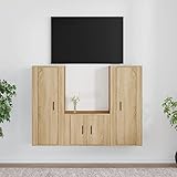 Tidyard 3-TLG. Wohnwand Mediawand Anbauwand Schrankwand TV Wand Wandschrank TV Schrank Set Möbel Holzwerkstoff Sonoma-Eiche