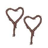 Warmhm 2 Stück Retro-Dekor Künstliche Blumengirlande Künstliche Zweige Zweiggirlande Kranzrahmen Valentinstag Herzkränze Hängender Rattankranz Schöne Girlande Herzförmiger