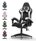 bigzzia Gaming Stuhl Ergonomisch - Gaming Chair Gamer Stuhl Höhenverstellbar Computerstuhl für Erwachsene Mädchen Junge, Schwarz
