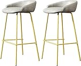 Barhocker Thekenhocker Küchenbarstühle, 2er-Set, mit Kunstleder gepolsterte Thekenbarhocker mit niedriger Rückenlehne und goldfarbenen Metallbeinen, hohe Barhocker für die Küche, moderner Barstuh