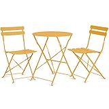 Vanage | Bistro Set Balkon | Balkonmöbel klappbar Set 3-teilig | pulverbeschichteter Stahl, wetterbeständig, Gartentisch & Stühle perfekt für Garten & kleine Balkone