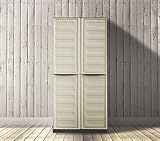 Dmora Mehrzweckschrank für drinnen oder draußen, 2 türiger Schrank und 3 Regale aus Polypropylen, 100% Made in Italy, 70x39h165 cm, Farbe Beige