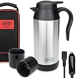HEYNER® Wasserkocher Reisewasserkocher elektrisch Zigarettenanzünder + Tasche + 2 Becher 750 ml 12V