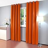 Gräfenstayn 2er-Set Alana - blickdichte einfarbige Thermogardine Verdunklungsgardine mit Ösen - Doppelpack - 135 x 245 cm - viele attraktive Farben - mit Öko-Tex Siegel - Gardine Vorhang (Orange)