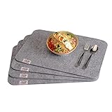 lana naturalis® Exclusive Filz Platzset für 4 Personen Tischset Platzmatten für Ihren Glastisch Holztisch Gartentisch (Hellgrau)