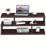 LIFEZEAL Couchtisch, Wohnzimmertisch mit 4 Staufächern, Moderner Beistelltisch, Rechteckiger Kaffeetisch für Arbeitszimmer, Terasse & Schlafzimmer, 80 x 40 x 36 cm, Braun