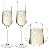 Sektgläser - Champagnergläser 2er Set 'Modern' 220ml mit Gravur als Geschenk zur Hochzeit | Namen und Datum personalisierbar | Verschiedene Motive (Motiv 'Ringe' (2er Set))
