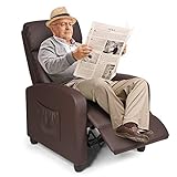 COSTWAY Relaxsessel mit verstellbaren Rückenlehne und Fußteil, Fernsehsessel Liegesessel Wohnzimmer TV Sessel 68x82x101cm (Kaffee)