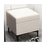 FIONEL Fußhocker Kreative Sofa Hocker PU Leder Lagerung Hocker Haushalt Eingang Schuh Ändern Hocker Spielzeug Buch Lagerung Stauraum Sitzhocker (Color : Wit)