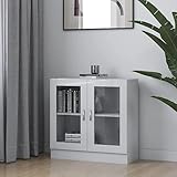 USEBEM Bücherregal Vitrin Schrank Hochglanz Weiß 82,5x30,5x80 cm Engineered Wood Regal, Bücherregale & Standregale