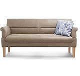 Cavadore 3-Sitzer Sofa Kira mit Federkern / Sitzbank für Küche, Esszimmer / Inkl. Armteilfunktion / 189 x 94 x 81 / Lederoptik beige