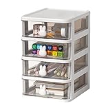 Povanjer Make-up-Organizer und Aufbewahrung, transparente Kosmetik-Aufbewahrungsbox mit 4 Ebenen – Kosmetik-Vitrinen mit Schubladen, ideal für Arbeitsplatten im Schlafzimmer und Badezimmer