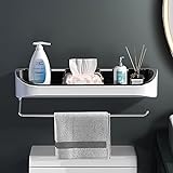 HASMI Duschregal Wand-montiertes Badezimmer-Regal-WC-Speicher-Lotionen Lagerung Küchenorganisator for Badezimmerorganisation Zubehör Badezimmer Regal (Color : Black Towel bar)