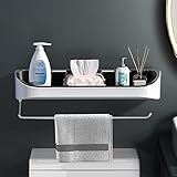 HASMI Duschregal Wand-montiertes Badezimmer-Regal-WC-Speicher-Lotionen Lagerung Küchenorganisator for Badezimmerorganisation Zubehör Badezimmer Regal (Color : Black Towel bar)