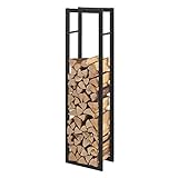 [en.casa] Kaminholzregal Täby Brennholzregal innen außen Metall Holzunterstand Stapelhilfe für Feuerholz Holzlager Kaminholzständer Schwarz (40x150x25cm)