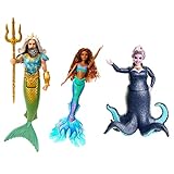 DISNEY Arielle, die Meerjungfrau - König Triton, Ursula und Arielle in bekannten Outfits, beweglich und mit abnehmbaren Accessoires, für fantasievolles Spielen und Sammeln, ab 3 Jahren, HND28