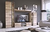 OGGI Schrankwand | Wohnwand – 4 Elemente Wohnzimmerschrank| Modernes Design, Möbel für EIN gemütliches und bequemes Zuhause, praktisch, Eiche, Country Oak grau