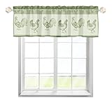 MYSLC Scheibengardinen Bistrogardine Kurze Fenster Grüner Hahn Huhn Fensterbehandlung Vorhänge Schiebevorhänge Küche Vorhang Fenstervorhang für Wohnzimmer Küche Multicolor 137x45cm,2 Stück