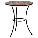 JUNZAI Mosaik-Bistrotisch, Stehtisch, Balkontisch, Partytisch, Biertisch, Beistelltisch, Bierkasten Tisch, Orange/Grau 60 cm Keramik