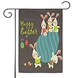 Osterhasen-Eier, Hasen-Gartenflagge, 30,5 x 45,7 cm, vertikal, doppelseitig, Hofflagge, Outdoor-Dekorationen, rustikale Bauernhaus-Dekoration für saisonale Feiertage
