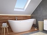 BADLAND Freistehende Badewanne Rossa 170x75 Acryl mit Ablauf VIEGA Klick-Klack GRATIS!