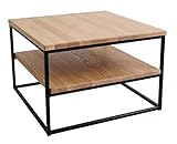 1 Original BestLoft® Couchtisch Boston Beistelltisch Industriedesign Loft (Eiche Hell Natur + Gestell Schwarz + Doppel-Platte)