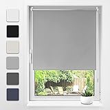 Verdunklungsrollo klemmfix 60x120cm(BxH) Hellgrau Thermo Rollos für Fenster ohne Bohren Sicht-und Sonnenschutz Klemmrollos für Fenster & Tür
